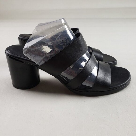 Ecco Shape Block Sandal 65 Womens 9-9.5 EU 40 Black Leather Open Toe Heel Shoe - Picture 2 of 12